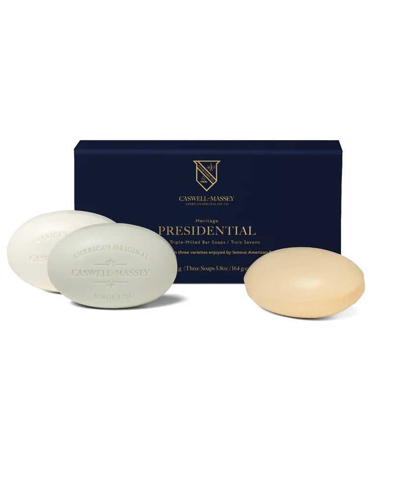 Triple-milled Number Six soap bar with citrus amber scent and moisturizing lather in a plastic-free box