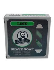 A packaged shaving soap labeled 'Colonel Conk - Lime Shave Soap', with an illustration of a man's face and the text 'AVOCADO OIL - VITAMIN E'.
