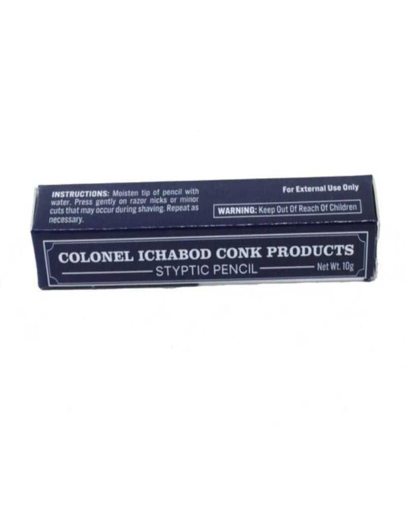 Colonel Ichabod Conk Products styptic pencil packaging on a white background