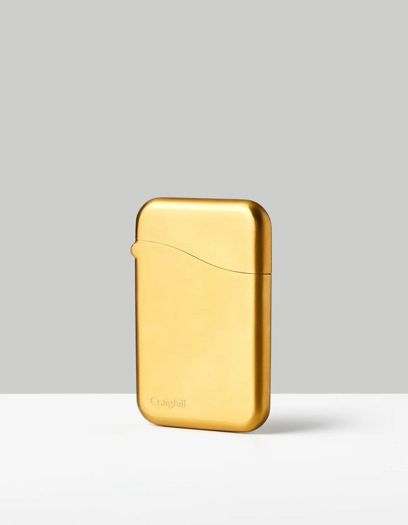 Craighill Summit Card Case in PVD Vapor Brass, standing upright