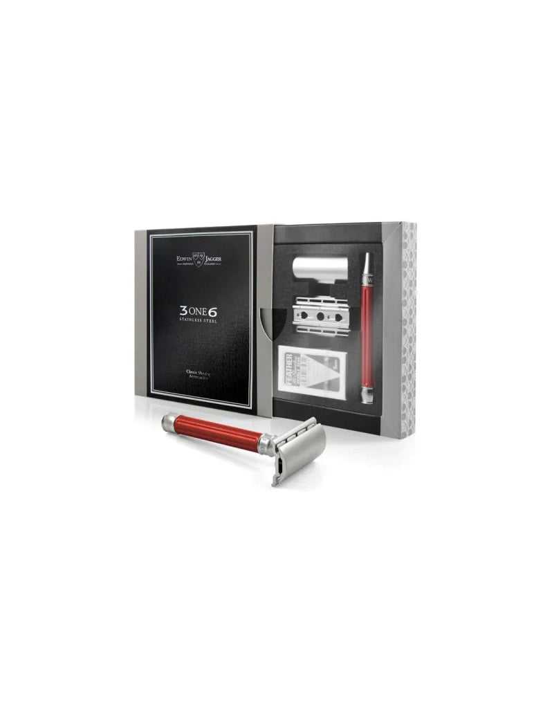 Edwin Jagger - 3ONE6 Double Edge Safety Razor, Stainless Steel Anodised Red
