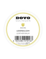 Dovo Solingen leather balm label on a white background
