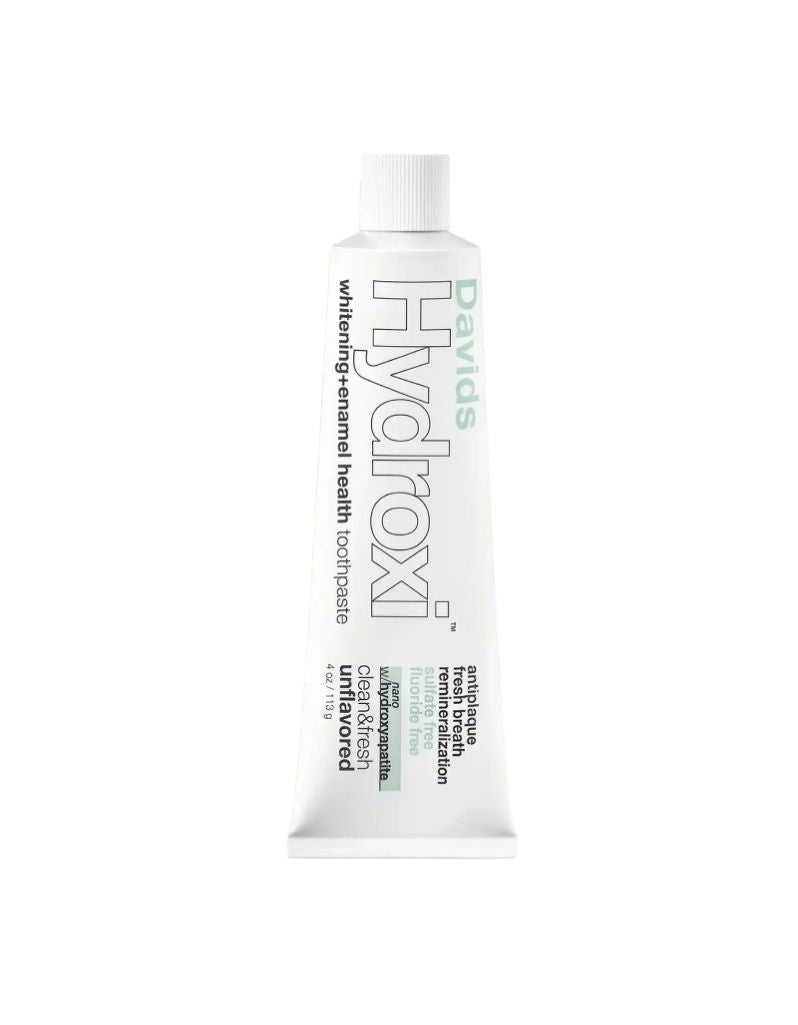 Davids Hydroxi unflavored whitening and enamel health toothpaste, 4 oz metal tube