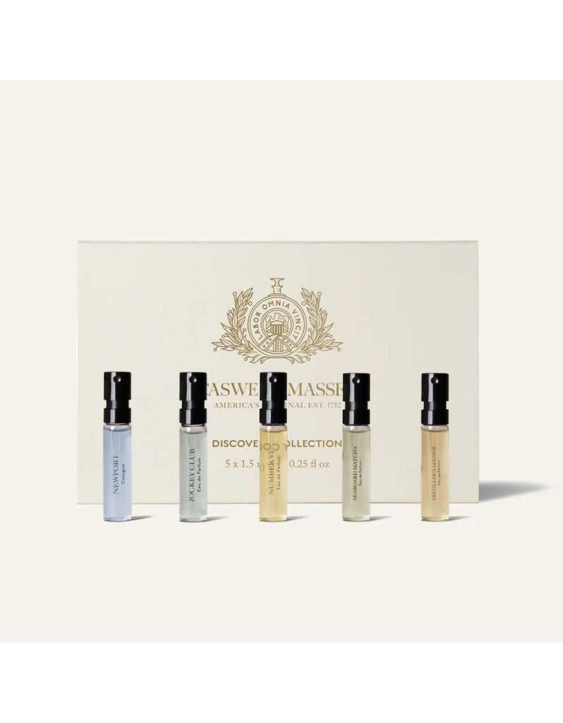 Caswell Massey Discovery Fragrance Collection box with five sample vials