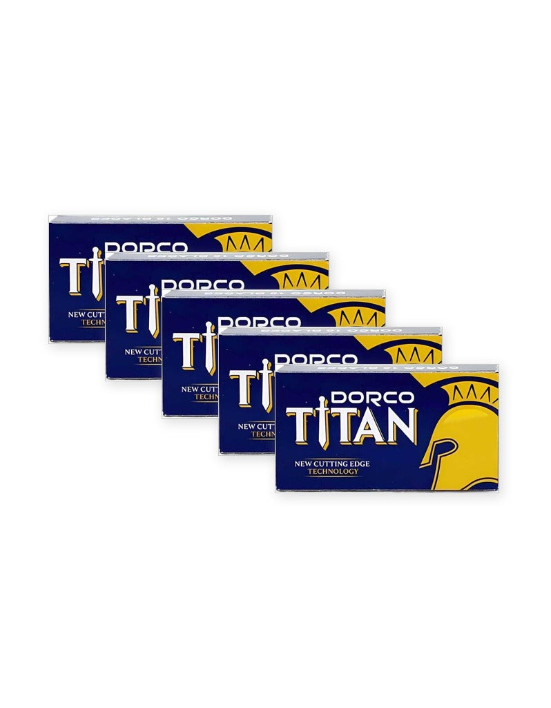 Five Dorco Titan double edge razor blade packs of 10, 50 blades total