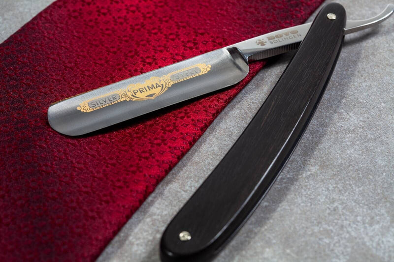 Dovo - Silver Steel Straight Razor, Ebony Handle, 5/8" - New England Shaving Company
