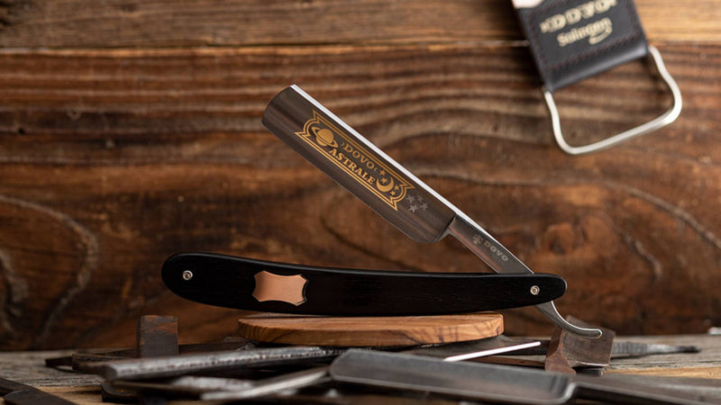 Dovo - "Astrale" Straight Razor, Ebony Handle, round point, 5/8" - New England Shaving Company