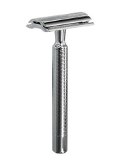 PRIMO II safety razor with large diamond grip, chrome finish, closed comb head, ideal for beginners and daily wet shaving routines