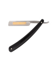 Dovo Inox straight razor with an acrylic black handle and a metallic blade, 3/8"