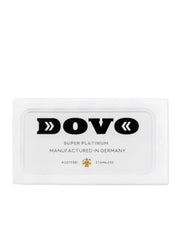 Packaging of Dovo Super Platinum double edge razor blades with the text 'DOVO SUPER PLATINUM MANUFACTURED IN GERMANY' displayed prominently.