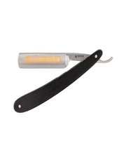 Dovo Inox straight razor with an ebony handle and a gold-plated blade, accompanied by a protective case.