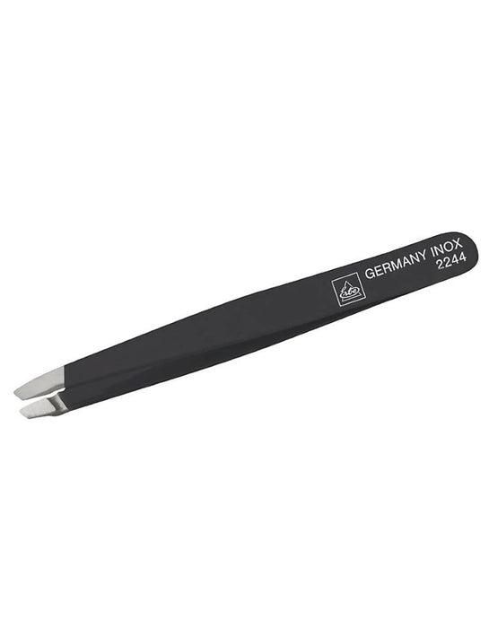 Erbe Solingen Black Stainless Steel Slanted Tip Tweezers - New England Shaving Company