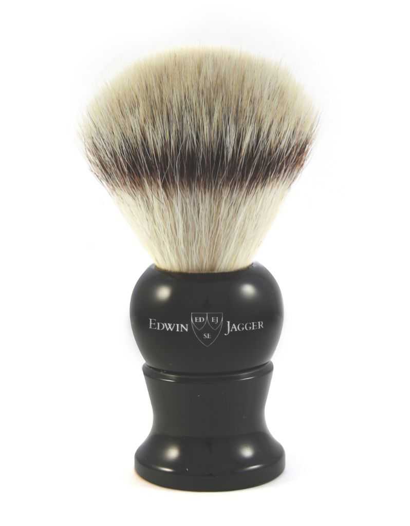 Edwin Jagger - 9EJ286SYNST English Shaving Brush, Imitation Ebony with Synthetic Silver Tip Fiber, Small