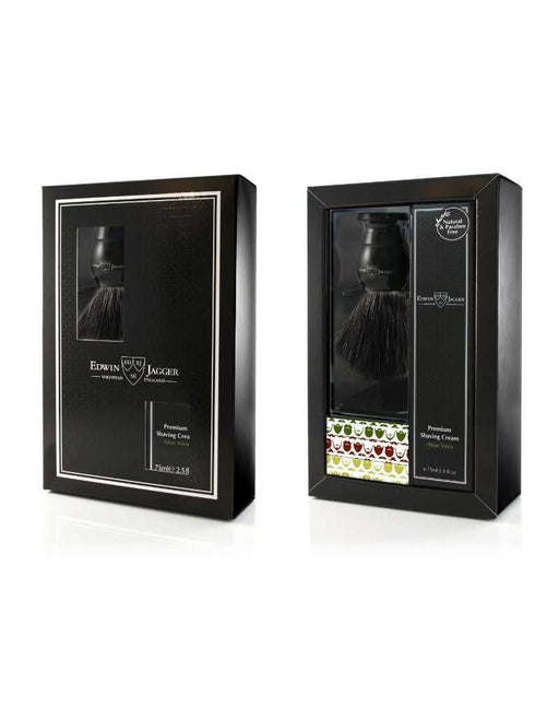 Edwin Jagger Imitation ebony Shaving Brush and Aloe Vera Cream Gift Set 