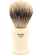 English Super Badger Shaving Brush with Medium Imitation Ivory Handle – Made in England