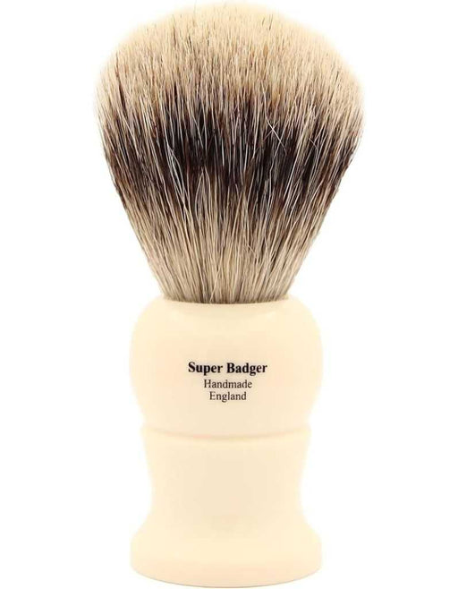 English Super Badger Shaving Brush with Medium Imitation Ivory Handle – Made in England
