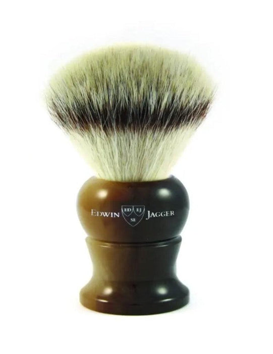 Edwin Jagger - 3EJ872SYNST English Shaving Brush, Imitation Light Horn with Synthetic Silvertip Fiber, Large - New England Shaving Company