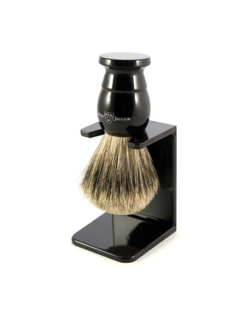 Edwin Jagger shaving brush with drip stand and imitation ebony handle