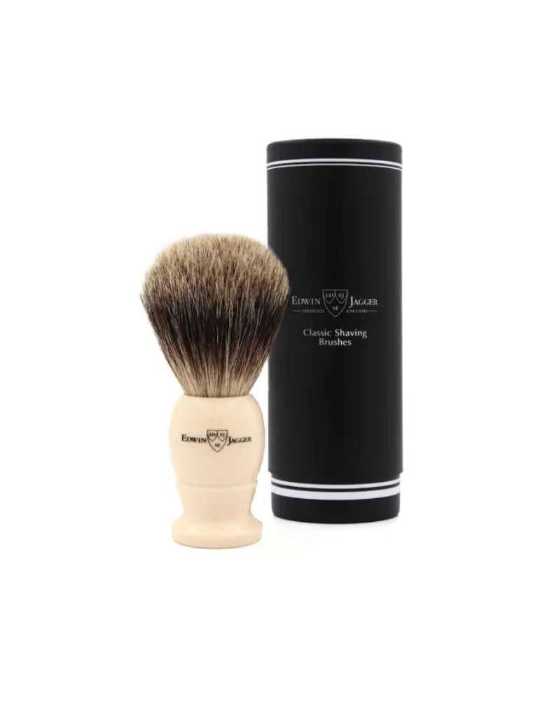 Edwin Jagger - 9EJ877 English Shaving Brush, Imitation Ivory with Best Badger, Small