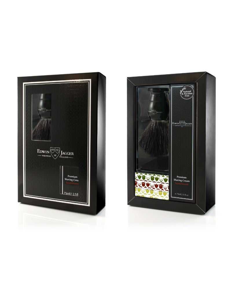 Edwin Jagger Imitation Ebony Synthetic Brush Gift Set Sandalwood