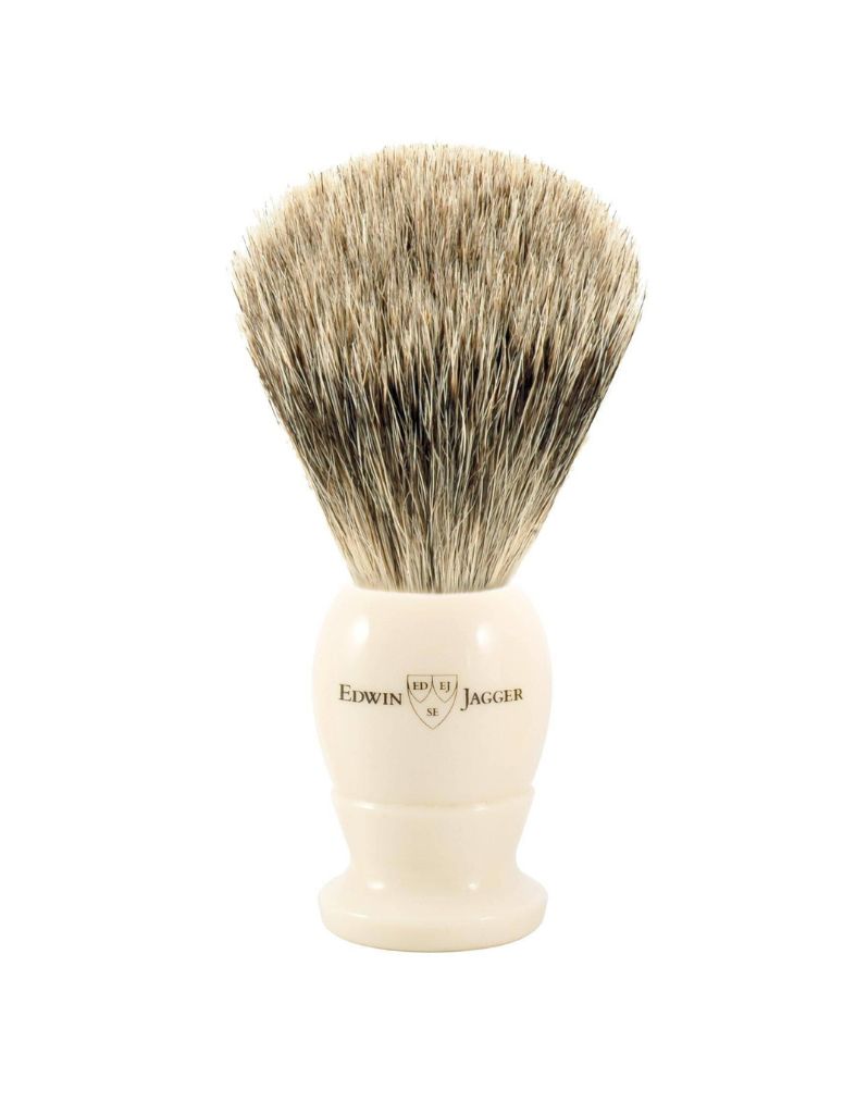 Edwin Jagger - 1EJ877 English Shaving Brush, Imitation Ivory with Best Badger, Medium - New England Shaving Company