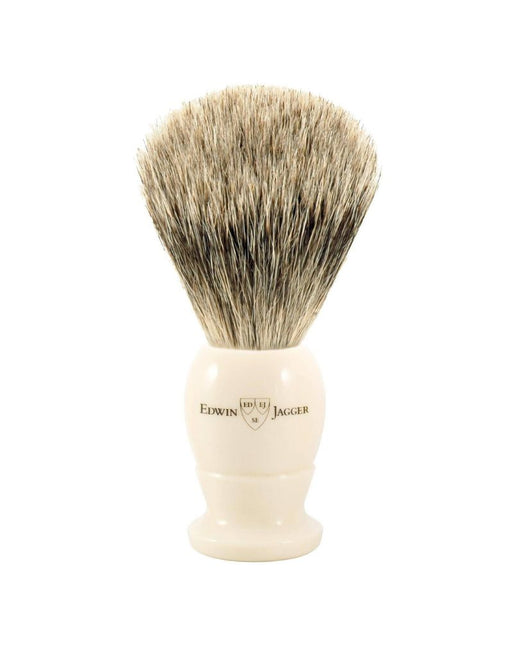 Edwin Jagger - 1EJ877 English Shaving Brush, Imitation Ivory with Best Badger, Medium - New England Shaving Company
