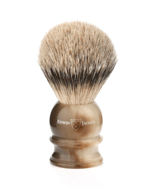 Edwin Jagger - 3EJ462 English Shaving Brush, Imitation Light Horn with Silver Tip Badger, Large - New England Shaving Company