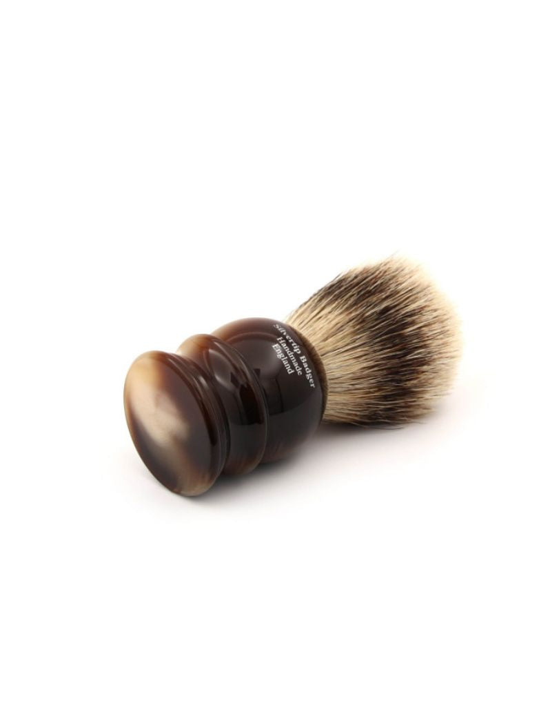 Edwin Jagger - 5EJ462 English Shaving Brush, Imitation Light Horn with Silver Tip Badger, Extra Large