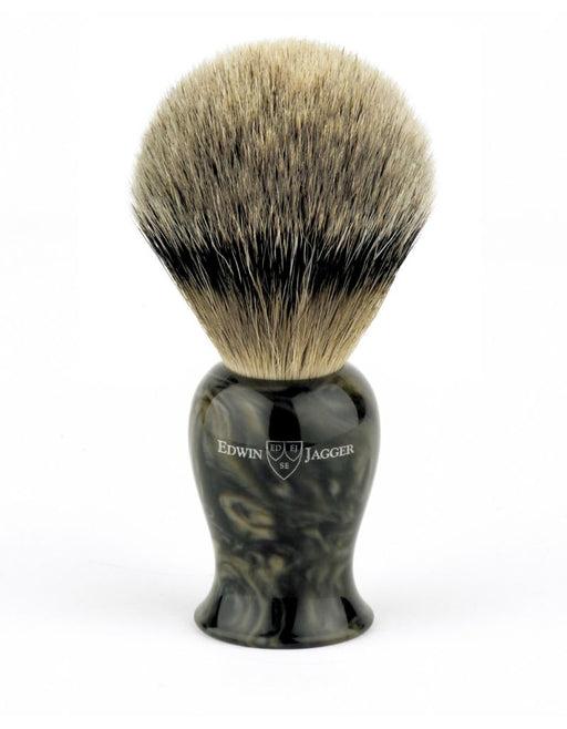 Edwin Jagger - BMPSBBB Plaza Imitation Black Marble Best Badger Shaving Brush, Medium - New England Shaving Company