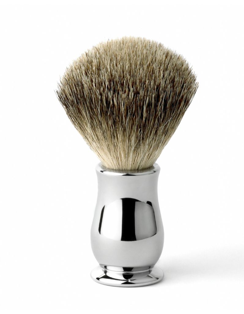 Edwin Jagger chrome shaving brush with best badger hair and ergonomic handle