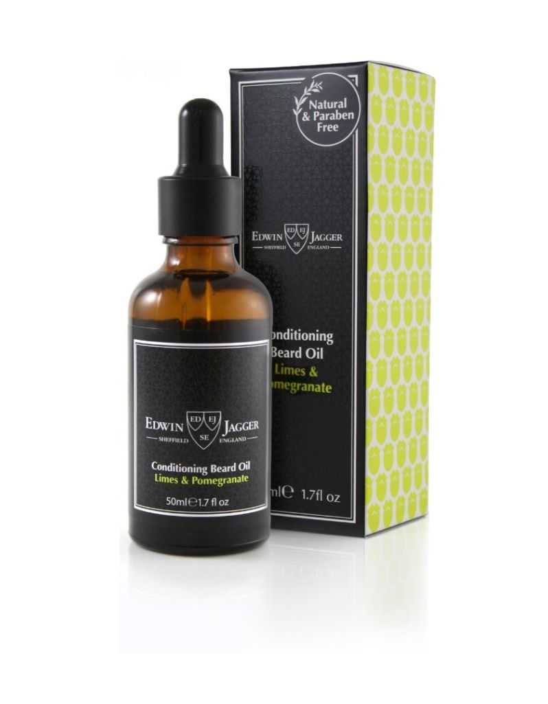 Edwin Jagger Limes & Pomegranate Beard Oil bottle with conditioning formula