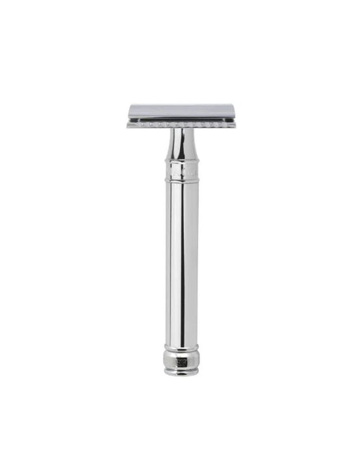 Edwin Jagger Long Handle Chrome safety razor on a white background
