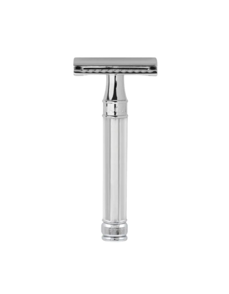 Edwin Jagger DE89 Octagonal chrome safety razor, closed comb, with textured handle