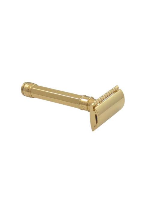 Edwin Jagger Gold-colored safety razor on a white background