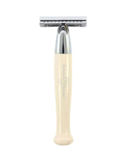 Edwin Jagger Diffusion double edge safety razor with imitation ivory handle, chrome trim and closed comb head