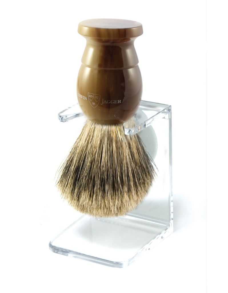 Edwin Jagger - 1EJ872SDS English Shaving Brush with Drip Stand, Imitation Light Horn with Best Badger, Medium