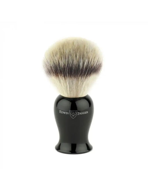 Edwin Jagger - IEPSBSYNST Plaza Imitation Ebony Synthetic Silver Tip Shaving Brush, Medium - New England Shaving Company