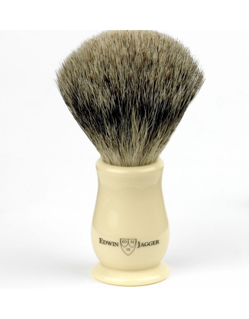 Edwin Jagger ivory Chatsworth badger brush with 21mm knot and ergonomic handle