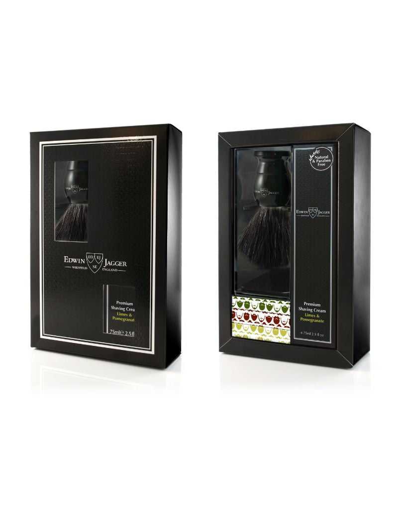 Edwin Jagger Imitation Ebony Synthetic Brush Gift Set – Limes & Pomegranate