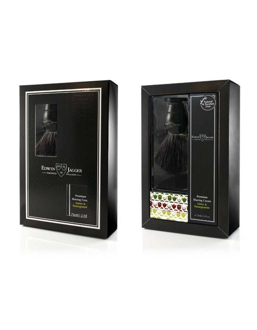 Edwin Jagger Imitation Ebony Synthetic Brush Gift Set – Limes & Pomegranate