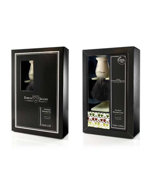 Edwin Jagger Imitation Ivory Synthetic Shaving Brush Gift Set