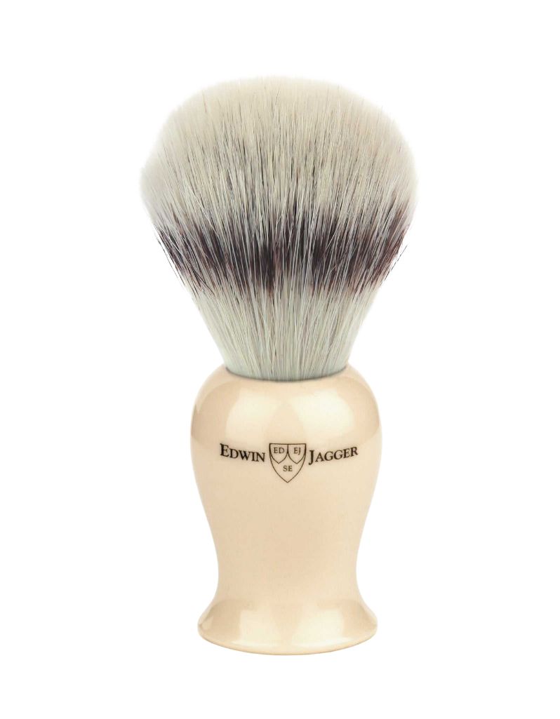 Edwin Jagger Plaza Synthetic Silver Tip shaving brush, Imitation Ivory handle