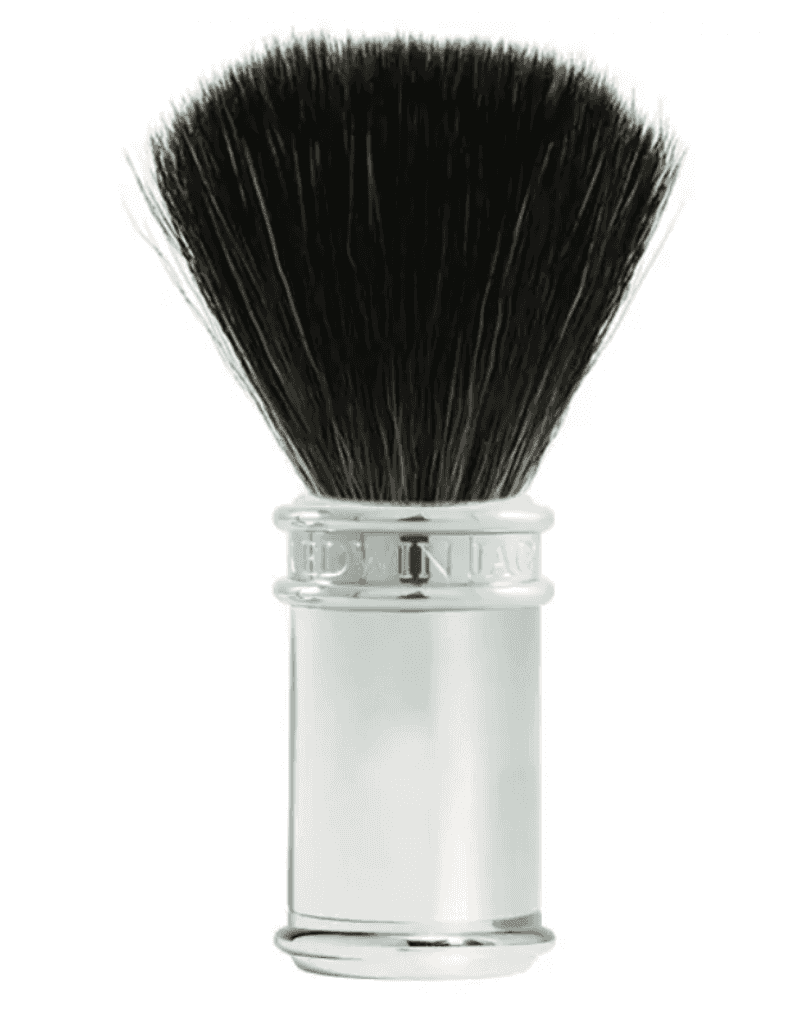 Edwin Jagger black synthetic shaving brush with polished chrome handle