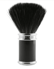 Edwin Jagger black synthetic shaving brush with black rubber coated handle