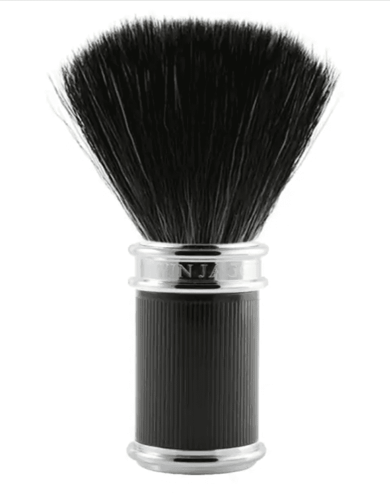 Edwin Jagger black synthetic shaving brush with black rubber coated handle