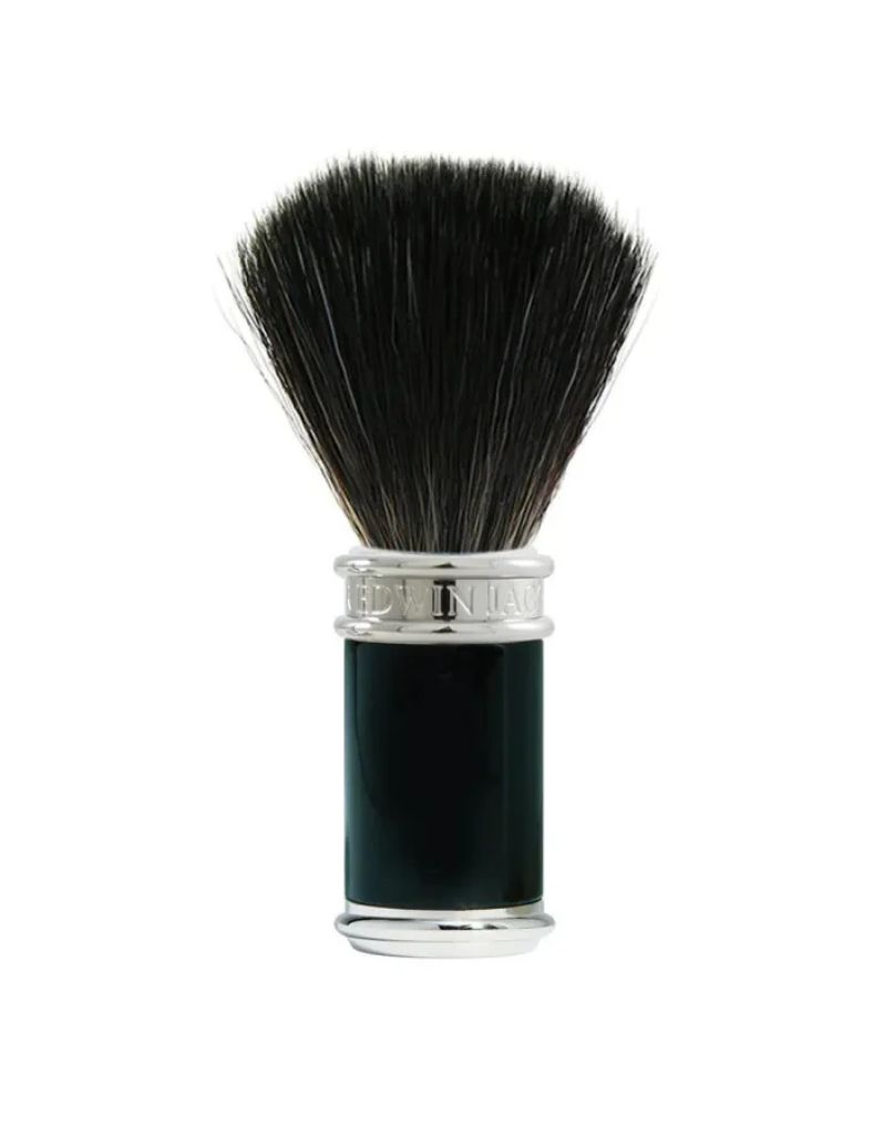 Edwin Jagger black synthetic shaving brush with black and chrome handle