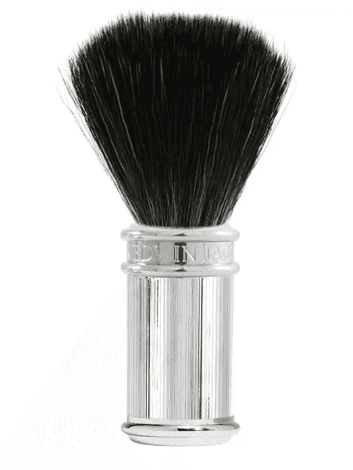 Edwin Jagger black synthetic shaving brush with lined chrome handle