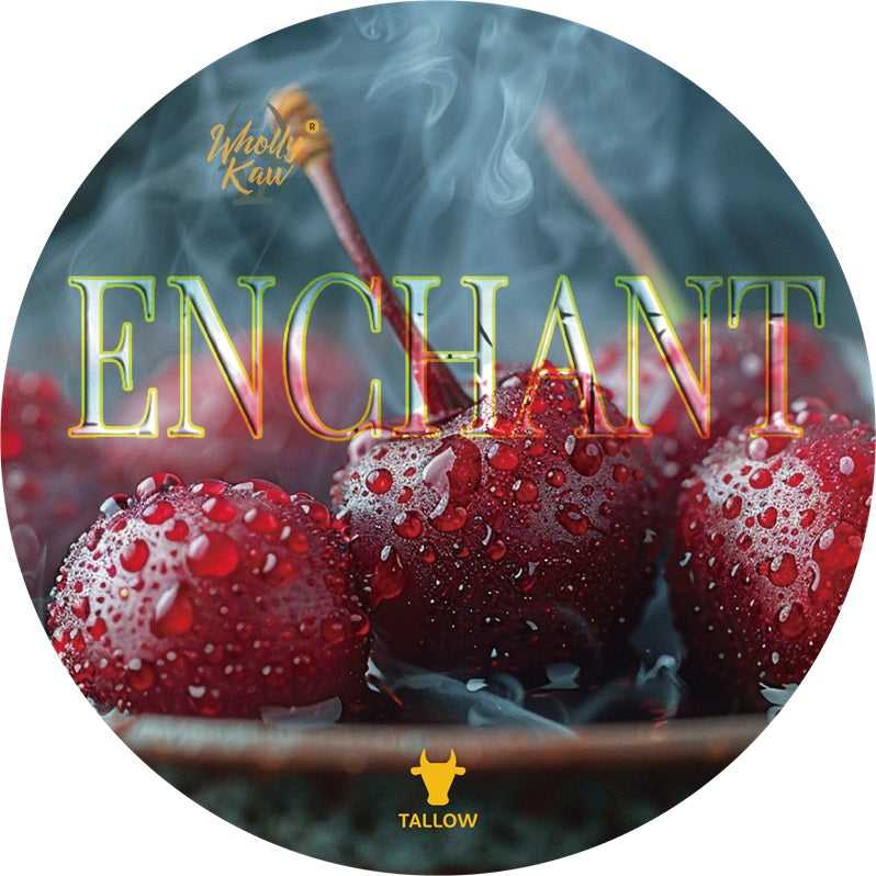 Shaving soap with cherry, saffron, smoky wood, and frankincense. 4 oz jar with no parabens or dyes.