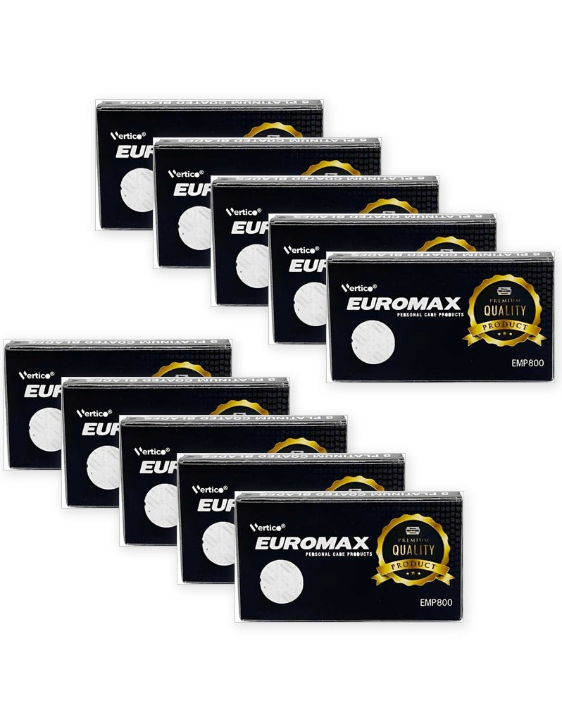 Ten Euromax Platinum double edge razor blade packs, 50 blades total