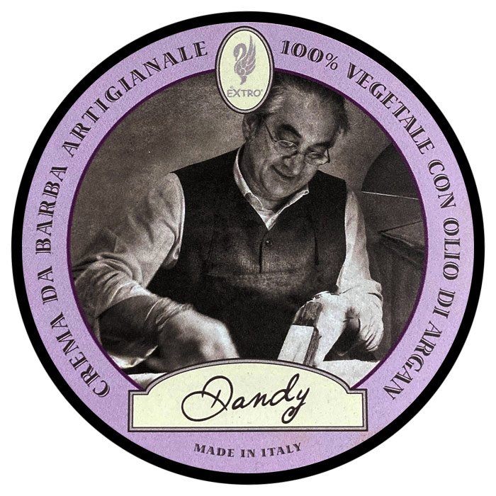 Extro Dandy Shaving Cream in 150ml glass jar with soft lather texture
